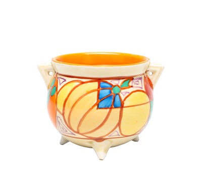 Lot A CIRCA 1930 CLARICE CLIFF EARTHENWARE FANTASQUE CAULDRON IN THE MELON PATTERN
