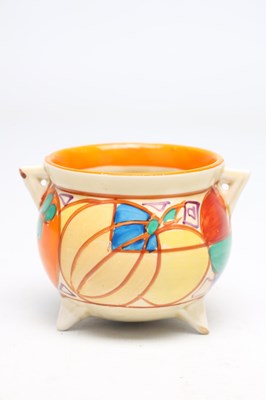 Lot A CIRCA 1930 CLARICE CLIFF EARTHENWARE FANTASQUE CAULDRON IN THE MELON PATTERN