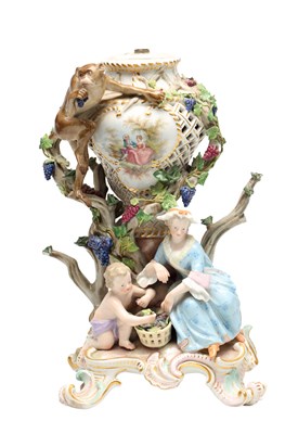 Lot A 19TH CENTURY MEISSEN PORCELAIN FIGURAL POT-POURRI VASE