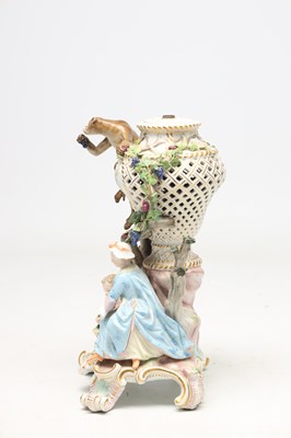 Lot A 19TH CENTURY MEISSEN PORCELAIN FIGURAL POT-POURRI VASE