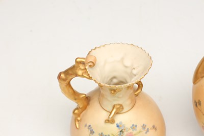 Lot TWO 20TH CENTURY ROYAL WORCESTER BLUSH IVORY FLORAL DECORATED VASE AND EWER