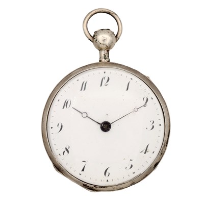 Lot DESCHAMPS A FRENCH SILVER OPEN FACED QUARTER REPEATING POCKET WATCH