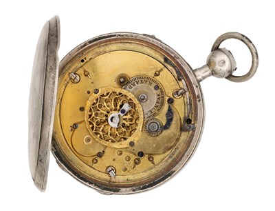 Lot DESCHAMPS A FRENCH SILVER OPEN FACED QUARTER REPEATING POCKET WATCH