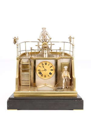 Lot 185 - GUILMET, PARIS. A LATE 19TH CENTURY FRENCH INDUSTRIAL AUTOMATON "HELMSMAN" TABLE CLOCK