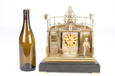 Lot 185 - GUILMET, PARIS. A LATE 19TH CENTURY FRENCH INDUSTRIAL AUTOMATON "HELMSMAN" TABLE CLOCK