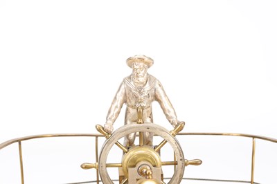 Lot 185 - GUILMET, PARIS. A LATE 19TH CENTURY FRENCH INDUSTRIAL AUTOMATON "HELMSMAN" TABLE CLOCK
