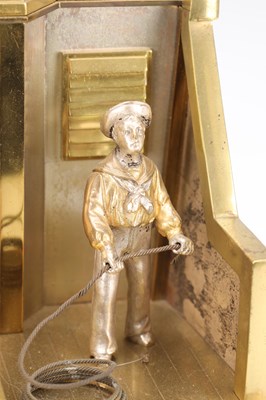 Lot 185 - GUILMET, PARIS. A LATE 19TH CENTURY FRENCH INDUSTRIAL AUTOMATON "HELMSMAN" TABLE CLOCK