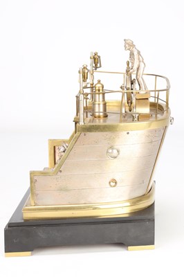 Lot 185 - GUILMET, PARIS. A LATE 19TH CENTURY FRENCH INDUSTRIAL AUTOMATON "HELMSMAN" TABLE CLOCK