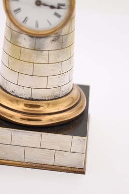 Lot 126 - GUILMET, PARIS. A LATE 19TH CENTURY BRASS AND SILVERED BRASS AUTOMATON LIGHTHOUSE MANTEL CLOCK