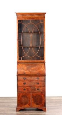 Lot A GEORGE III SATINWOOD SECRETAIRE BOOKCASE OF SMALL PROPORTIONS