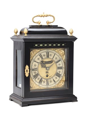 Lot 20 - JOHN TIRRY, YORKE A WILLIAM AND MARY EBONISED QUARTER REPEATING VERGE BRACKET CLOCK