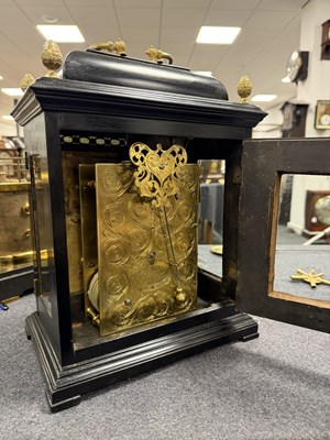 Lot 20 - JOHN TIRRY, YORKE A WILLIAM AND MARY EBONISED QUARTER REPEATING VERGE BRACKET CLOCK