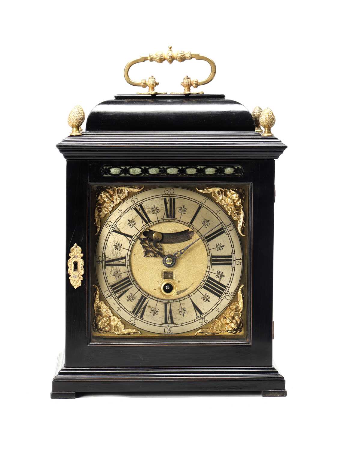 Lot 20 - JOHN TIRRY, YORKE A WILLIAM AND MARY EBONISED QUARTER REPEATING VERGE BRACKET CLOCK