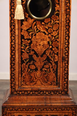 Lot 101 - JOHN SHAW, HOLBOURN. A WILLIAM AND MARY WALNUT MARQUETRY LONGCASE CLOCK