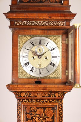 Lot 101 - JOHN SHAW, HOLBOURN. A WILLIAM AND MARY WALNUT MARQUETRY LONGCASE CLOCK