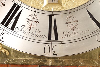 Lot 101 - JOHN SHAW, HOLBOURN. A WILLIAM AND MARY WALNUT MARQUETRY LONGCASE CLOCK