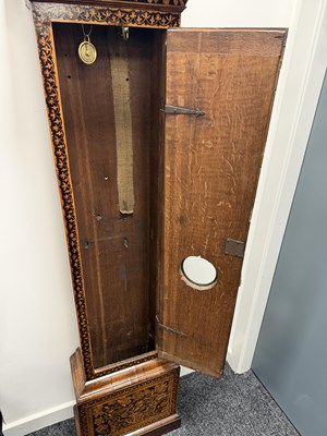 Lot 101 - JOHN SHAW, HOLBOURN. A WILLIAM AND MARY WALNUT MARQUETRY LONGCASE CLOCK
