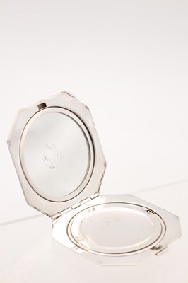 Lot A MID 20TH CENTURY ENGLISH SILVER AND GUILLOCHE ENAMEL COMPACT