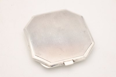 Lot A MID 20TH CENTURY ENGLISH SILVER AND GUILLOCHE ENAMEL COMPACT