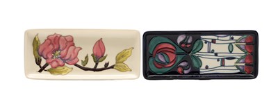 Lot TWO 20TH CENTURY MOORCROFT TUBE-LINED POTTERY PEN TRAYS