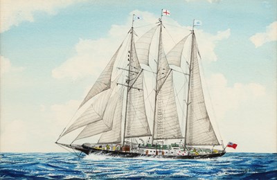 Lot JAMIE MEDLIN (B.1970) A WATERCOLOUR OF A SAILING VESSEL DATED 1987