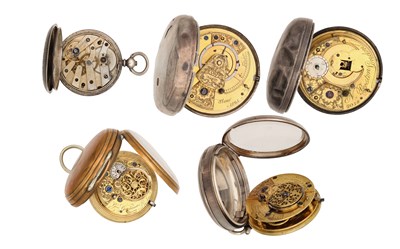 Lot A COLLECTION OF FIVE OPEN FACED POCKET WATCHES