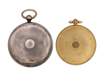 Lot TWO SILVER AND GILT METAL OPEN FACED POCKET WATCHES