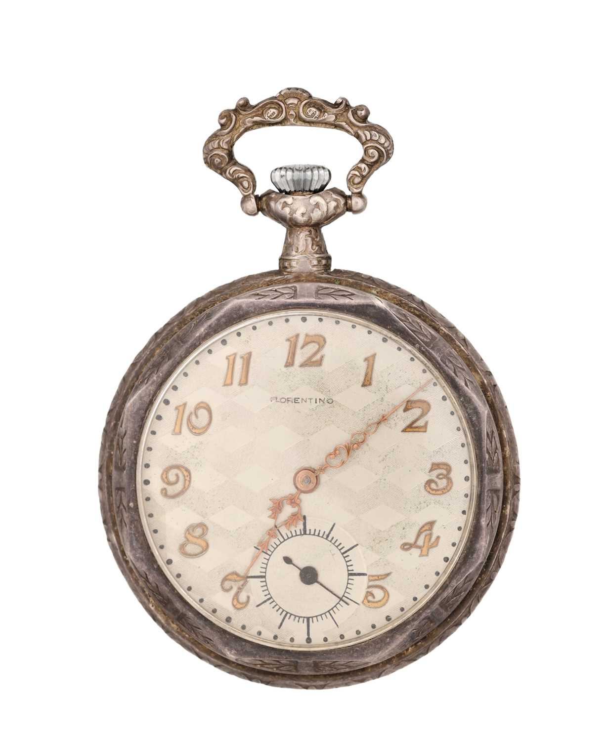Lot A SWISS SILVER OPEN FACED POCKET WATCH OF SHOOTING INTEREST