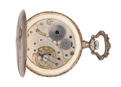 Lot A SWISS SILVER OPEN FACED POCKET WATCH OF SHOOTING INTEREST