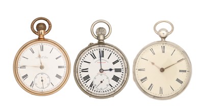 Lot A COLLECTION OF THREE OPEN FACE POCKET WATCHES