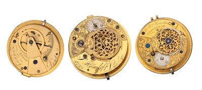 Lot A COLLECTION OF THREE POCKET WATCH MOVEMENTS WITH DIALS