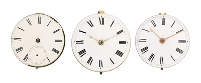 Lot A COLLECTION OF THREE POCKET WATCH MOVEMENTS WITH DIALS