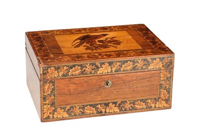 Lot A VICTORIAN TUNBRIDGE WARE STYLE ROSEWOOD SEWING BOX