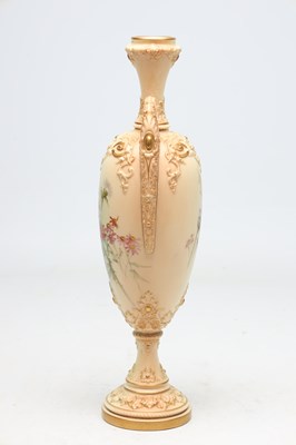Lot A 19TH CENTURY ROYAL WORCESTER BLUSH IVORY TWO-HANDLED VASE