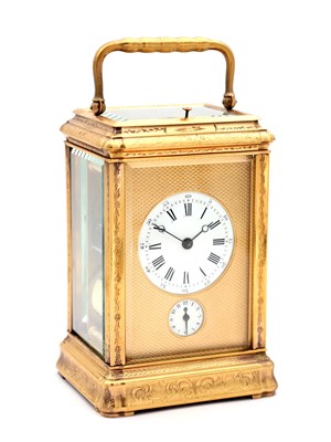 Lot 123 - ATT. HENRI JACOT. A LATE 19TH CENTURY FRENCH GORGE ENGRAVED GRAND SONNERIE CARRIAGE CLOCK