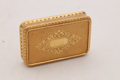 Lot 162 - A FINE 19TH CENTURY 18CT GOLD SNUFF BOX WITH SECRET CLOCK