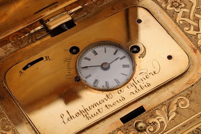 Lot 162 - A FINE 19TH CENTURY 18CT GOLD SNUFF BOX WITH SECRET CLOCK