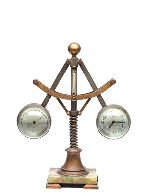 Lot 150 - A LARGE LATE 19TH CENTURY FRENCH INDUSTRIAL CENTRIFUGAL GOVERNOR CLOCK/BAROMETER