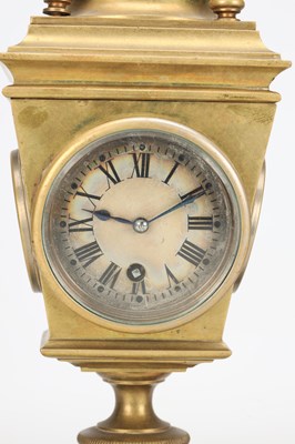 Lot 5 - AN UNUSUAL LATE 19TH CENTURY FRENCH BRASS AND ONYX NOVELTY MANTEL CLOCK