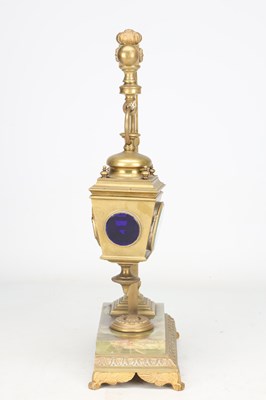 Lot 5 - AN UNUSUAL LATE 19TH CENTURY FRENCH BRASS AND ONYX NOVELTY MANTEL CLOCK