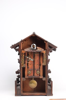 Lot 95 - A GOOD 19TH CENTURY BLACK FOREST CARVED WALNUT DOUBLE FUSEE CUCKOO CLOCK