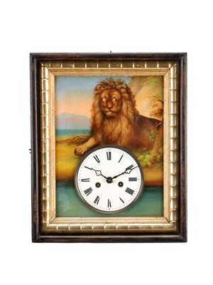 Lot 21 - A 19TH CENTURY BLACK FOREST GERMAN AUTOMATON WALL CLOCK WITH ROCKING EYES