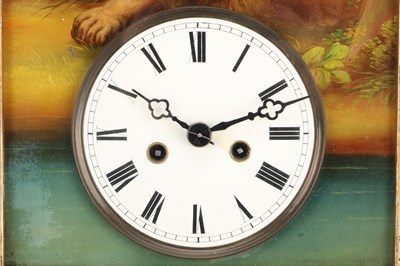 Lot 21 - A 19TH CENTURY BLACK FOREST GERMAN AUTOMATON WALL CLOCK WITH ROCKING EYES