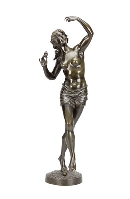 Lot EDOUARD DROUOT, A 19TH CENTURY FRENCH PATINATED BRONZE FIGURE OF A NUDE LADY