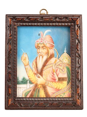 Lot A MINIATURE ON IVORY DEPICTING MAHARAJA RANJIT SINGH