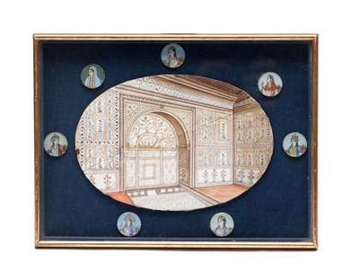 Lot AN INDIAN MUGHAL STYLE ARCHITECTURAL PAINTING