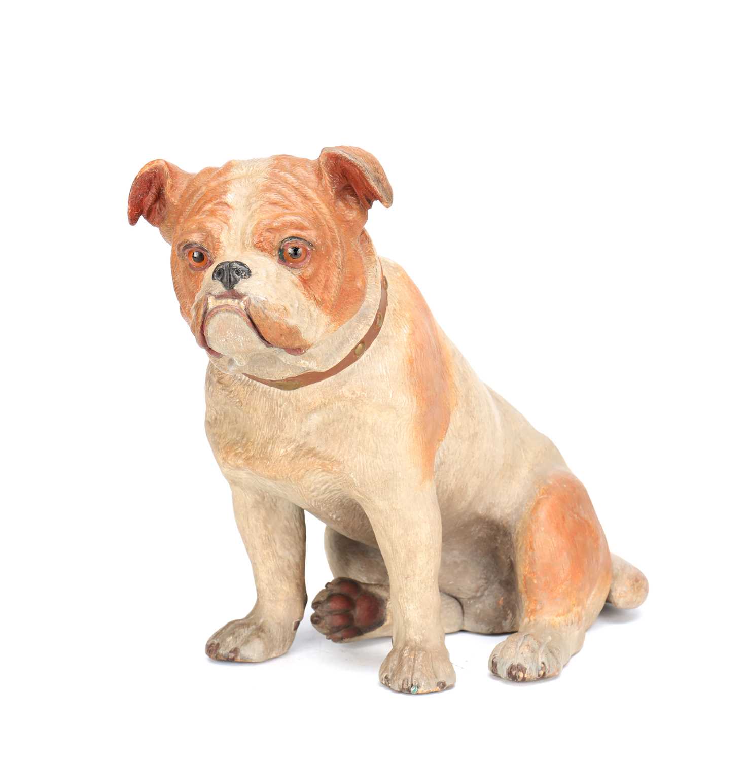 Lot A PAINTED TERRACOTTA BULLDOG FIGURE