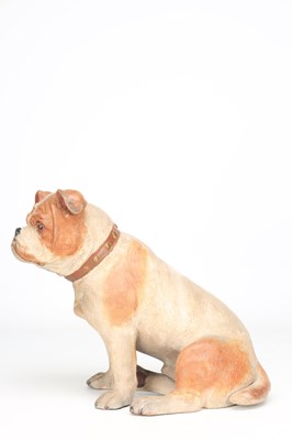 Lot A PAINTED TERRACOTTA BULLDOG FIGURE