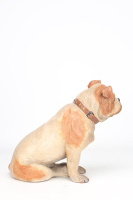 Lot A PAINTED TERRACOTTA BULLDOG FIGURE