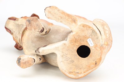 Lot A PAINTED TERRACOTTA BULLDOG FIGURE
